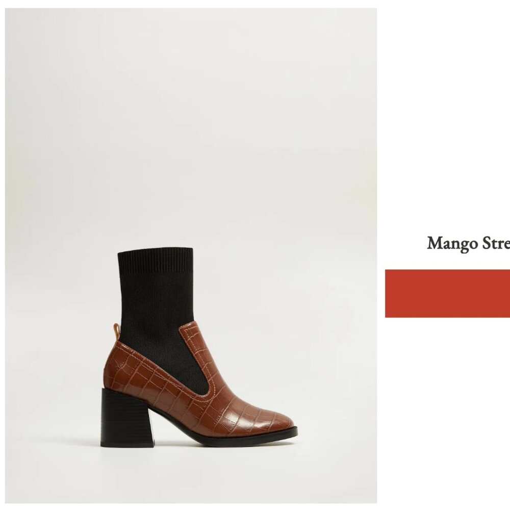 Mango Stretched Contrast Ankle Boots Size 38 EU